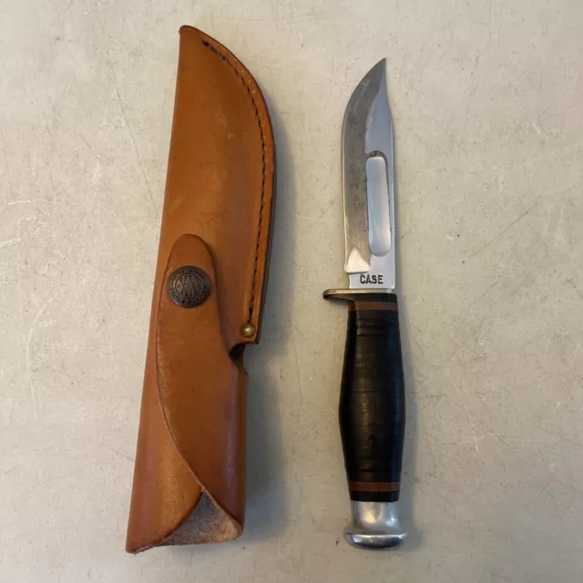 Vintage Case 1940-65 Leather Fixed Blade Hunting Knife W/  Sheath