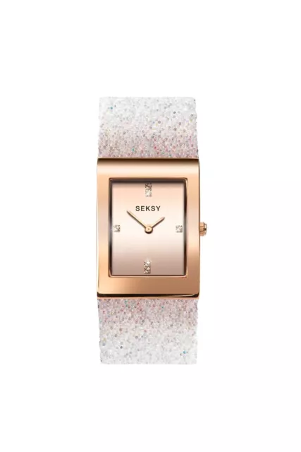 Seksy By Sekonda Rocks Ladies Crystal  Set Leather Strap Watch 2858