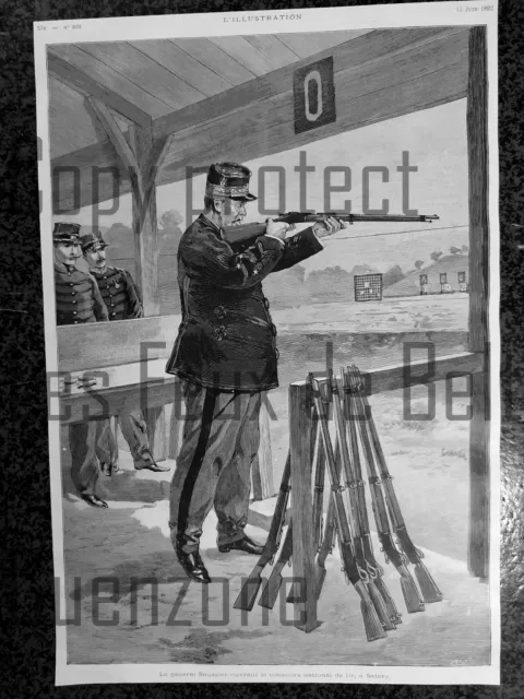 NATIONAL SHOOTING COMPETITION SATORY GENERAL SAUSSIER document engraving 1892 print