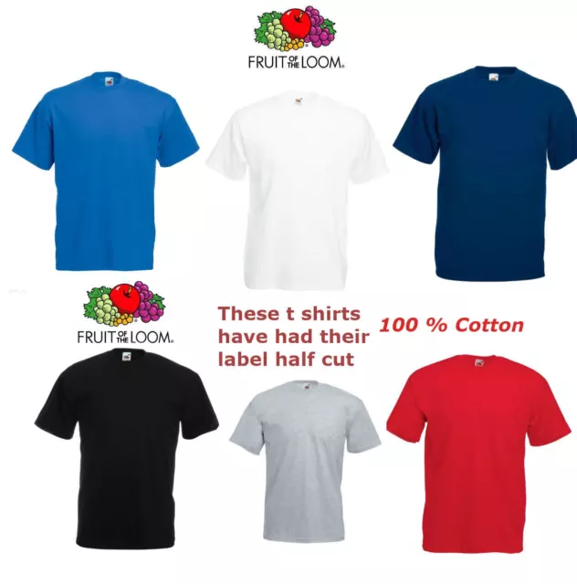 Mens Plain Quality Fruit of the Loom Weight Cotton Round Neck T Shirt Small- 5XL