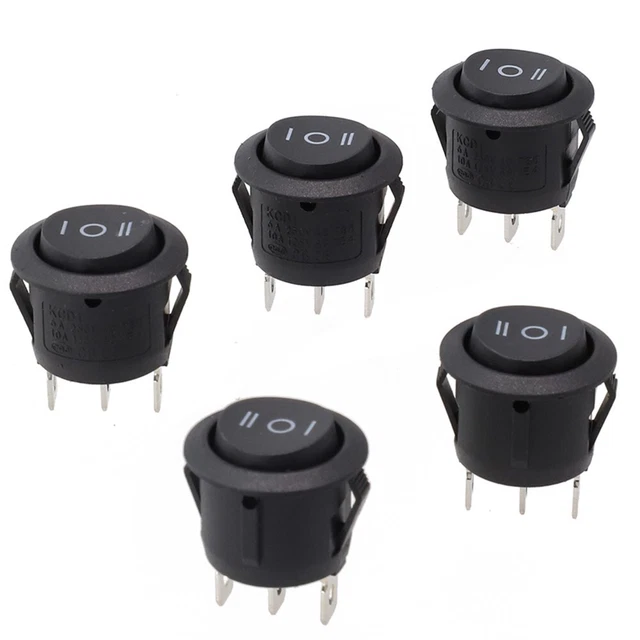 5 Interruttori A Levetta ON/OFF 2 Pin 12V 20A Con Copertura Rossa Impermeabile Per Auto E Camion - 3