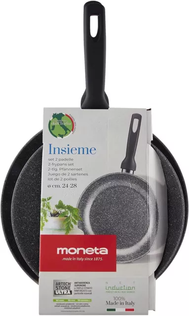 Moneta insieme bis padelle cm 24-28 adatte ad induzione