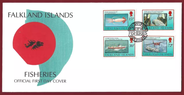 FDC 1993 Falkland Islands Fisheries First Day Cover + Enclosure