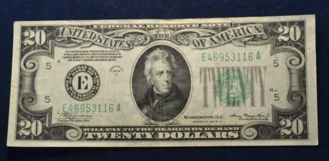1934 A Series $20 Federal Reserve Green Seal Note