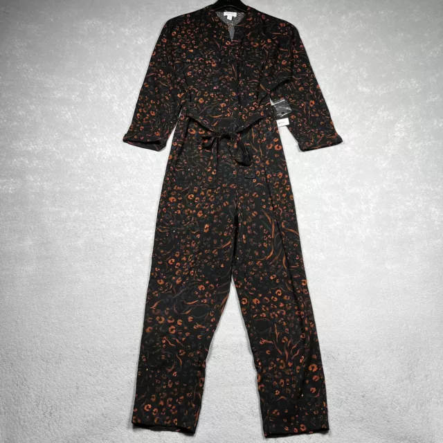 Nine West Jumpsuit Women's Size XS Black Orange Animal Print Blend NWT