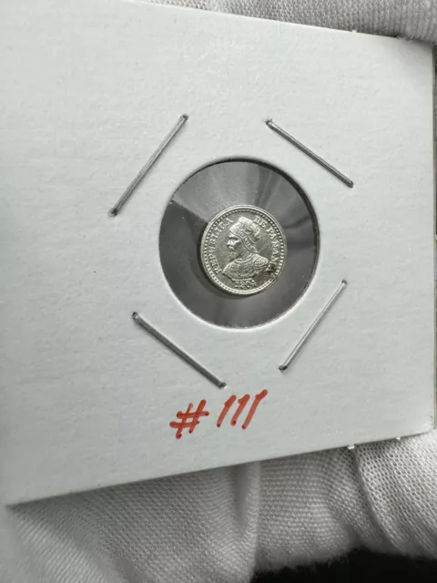 1904 Panama "Pill" 2 1/2 Centesimos Rare Silver Coin Uncirculated #111