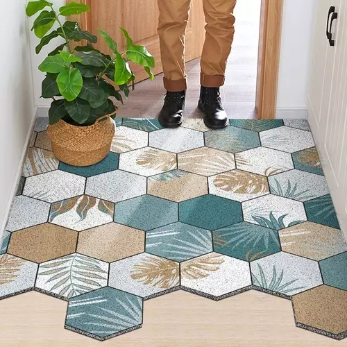 PVC Hexagon Doormat  Room  Entrance Doormat  Non-Slip Can Be Cut  Mats Carpet