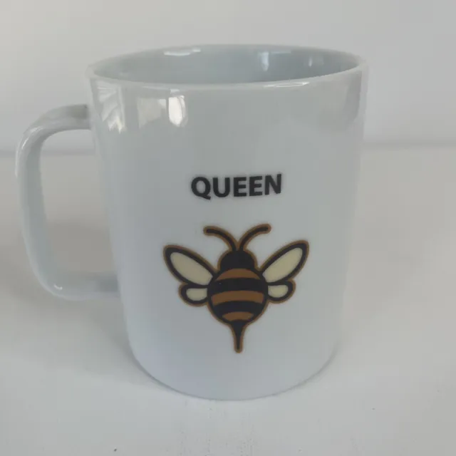 Taza de café LENOX abeja reina blanca con corona en taza lateral opuesta damas adultas