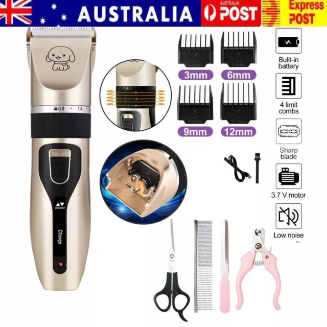 Electric Dog Cat Grooming Kit Scissors Clippers Pet Hair Cordless Trimmer Shaver