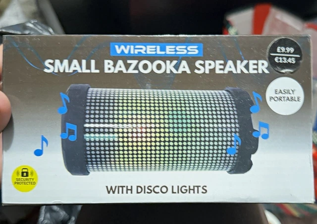 SMALL BAZOOKA WIRELESS Portable Speaker System w/ Disco Lights, Black ...