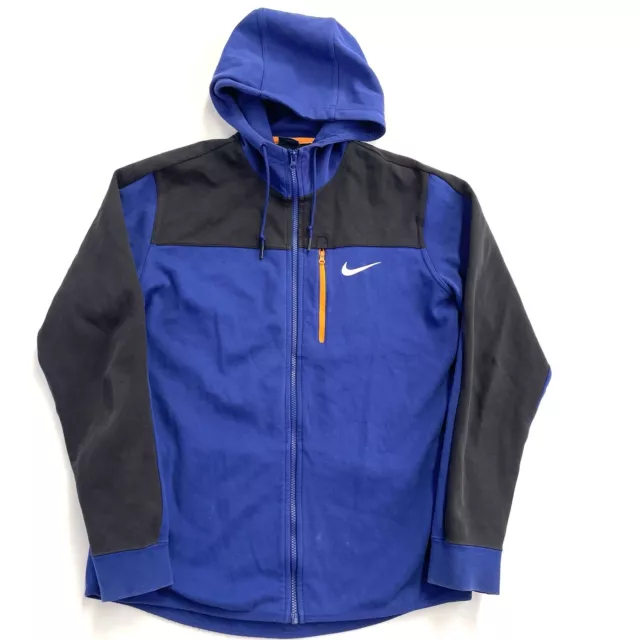 Nike Men’s Full Zip Hooded Jacket Size L Blue Black Orange Details