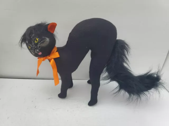 Annalee Halloween Black Cat Doll Kitten Witch Hat 15” Scared Cat 2002 Mobilitee