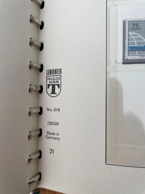 Lindner-Ringbinder   braun, Nr. 316 49 Bl.Türkei, z.T. mit Briefmarken,gebraucht