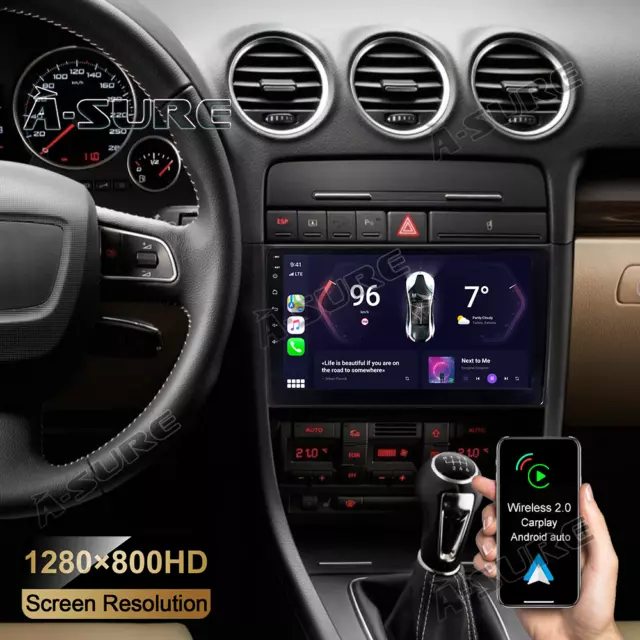 For Audi A4 2000-2009 Apple CarPlay Car Stereo Radio Android 13.0 GPS Navi Wifi