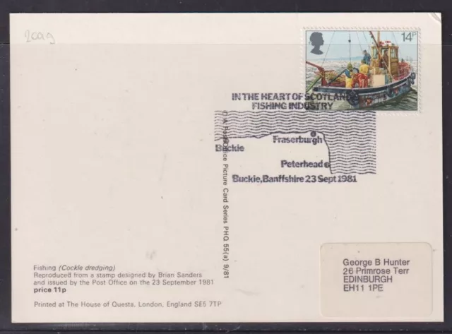 Great Britain 1981 Fishing Industry PHQ Card  - 14p Scotland 209g 2