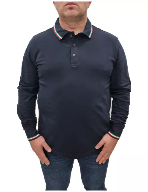 Polo maglia cotone manica lunga cotone Uomo taglie forti no Maxfort felpa AZIONE