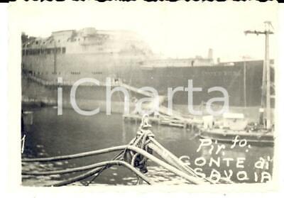 1935 ca TRIESTE Piroscafo CONTE DI SAVOIA in porto *Fotografia 9x6 cm