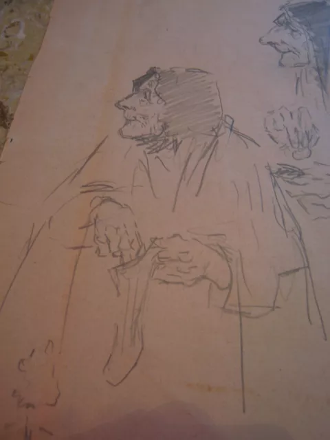 Vintage Antique Début 20th Siècle Edward Comly Trego Crayon Dessin Ancien Femme 3
