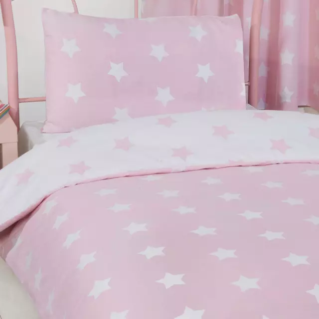 Rose Blanc Stars Housse de Couette Junior & Set Taie D'Oreiller Enfants Filles