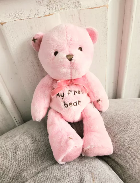 Carters My First Bear Plush pink stuffed animal 2007 Baby Girl  Teddy Knit