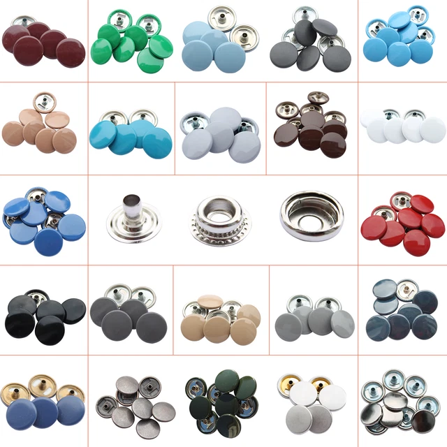 15mm 4 Parte Grande Bottoni Automatici Argento Con Colorato Tappi Fai Craft