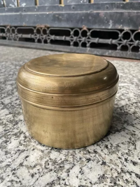 Antiguo Vintage Raro Hecho Latón Pequeño Cazuela Chapati Almacenamiento Caja 2