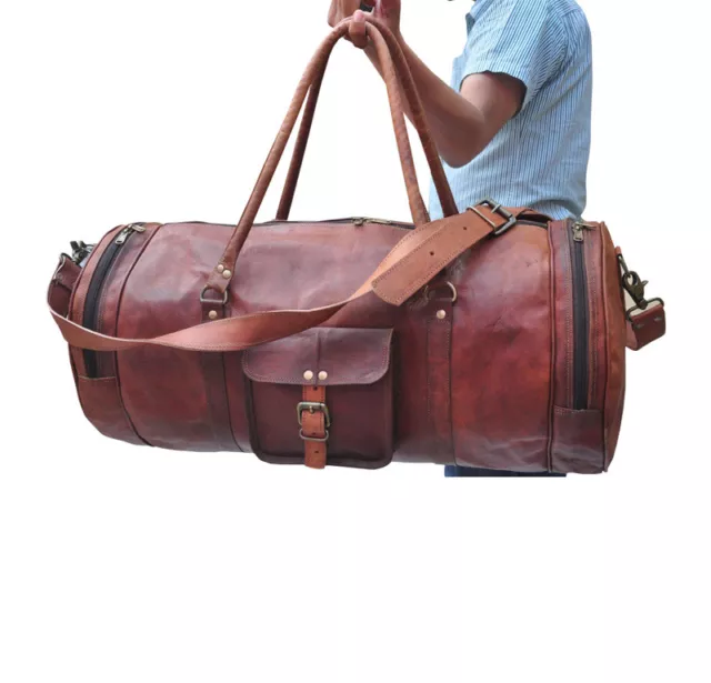 Genuine Tour Leather Duffel Weekend Overnight Travel Gym Bag Holdall Luggage