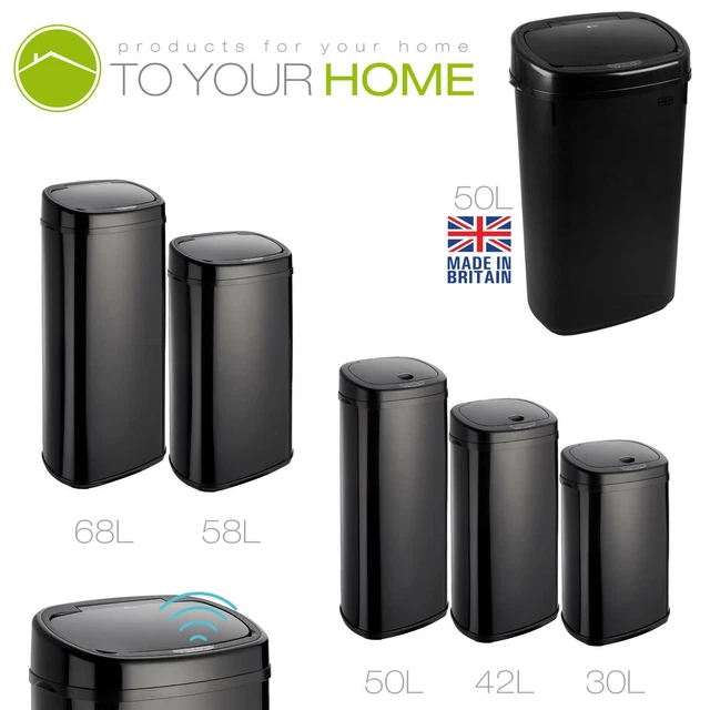 KITCHEN SENSOR WASTE Bin Onyx Automatic Motion Sensor Trashcan Rubbish