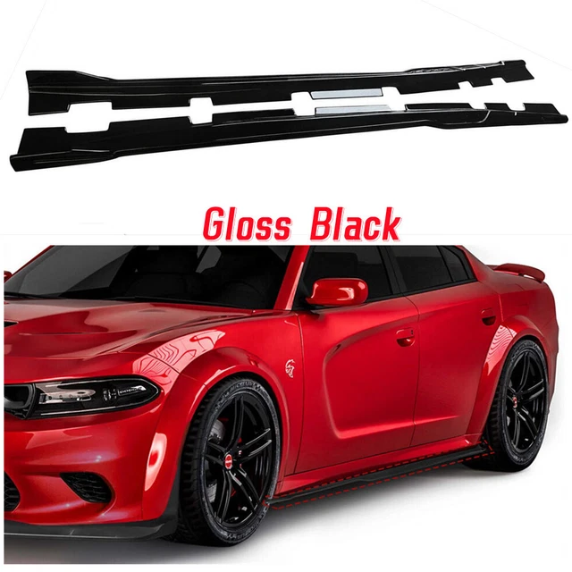 Glossy Black Side Skirt For 2015-2023 Dodge Charger RT SRT Style Extension Lip