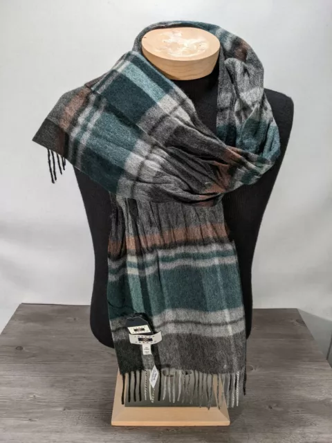 JOSEPH ABBOUD 100% Cashmere Multicolor Green Brown Plaid Scarf, NWT $17 ...