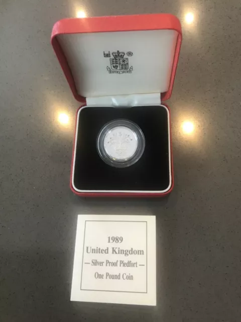 1989 UK One Pound Coin Silver Piedfort Proof Boxed