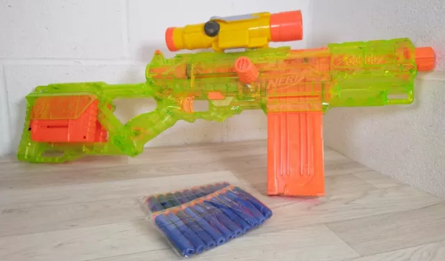 Nerf Longstrike CS 6 Dart Blaster Gun Rare Sonic Green Clear Body Only