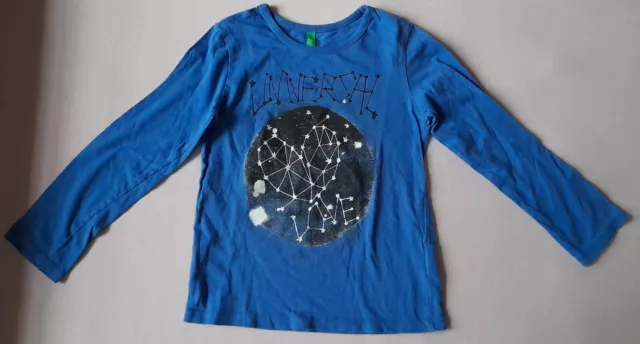 Schöner Pulli von Benetton * blau mit Motiv * Größe 110 * wie neu