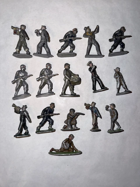 Lot De 10 Soldats Fanfan En Métal Peint Quiralu – Ancien, Hauteur 60 Mm, Français