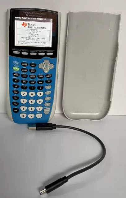 TI-84 Plus C Silver Edition Graphing Calculator Blue w/ Cover + Charger Tested