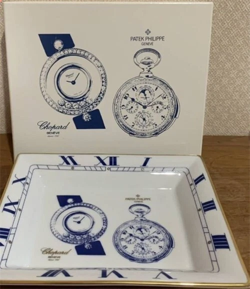PATEK PHILIPPE CHOPARD Ceramic Plate Not For Sale Novelty Blue White interior JP