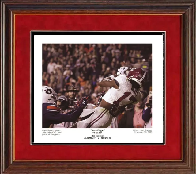 ALABAMA FOOTBALL IRON BOWL 23 GRAVE DIGGER 4 & 31 MILROE BOND PRINT framed