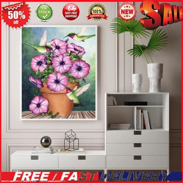 Morning Glory Hummingbird Oil Paint By Numbers DIY Frameless Painting (B3125)