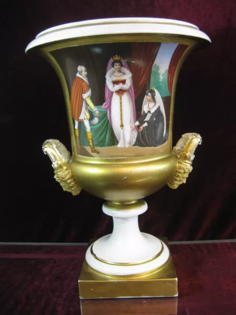 Vase Amphore Kratervase Henkelvase Biedermeier Gold  1850 Alpen