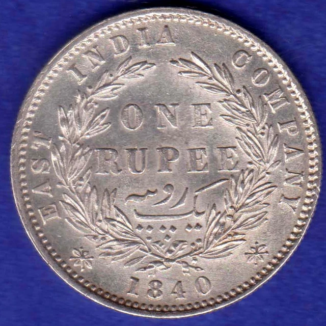 British India-1840-Divided Legend-Victoria-One Rupee-Top Condition Silver Coin