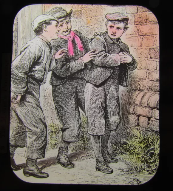 Glass Magic Lantern Slide  THE MOUSES PROTECTOR C1910 EDWARDIAN BOYS