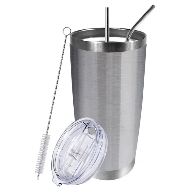 20oz Insulated Mug Vacuum Mug Thermal Cup Drink Mug Stainless Steel + Lid Straw