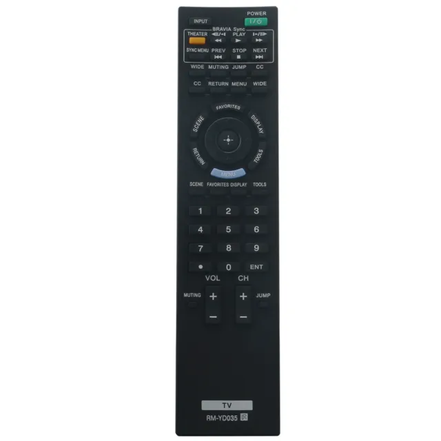 RM-YD035 Replace Remote Control for Sony TV KDL-22BX300 KDL-32FA600 KDL-46EX400