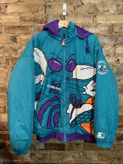 Vintage Charlotte Hornets Jacket Competitor Size Large L NBA Basketball North Carolina NC J Cole Windbreaker Light Rain Coat