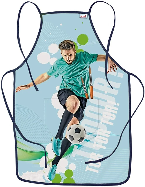 ROTH Kinder Malschürze Fussball Star Bauchtasche Mal Koch Kittel Jungen 4-10 Jah