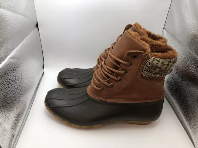 Steve Madden Duck Boots Women's Size 9 Tillis Brown Round Toe Lace Up Ankle