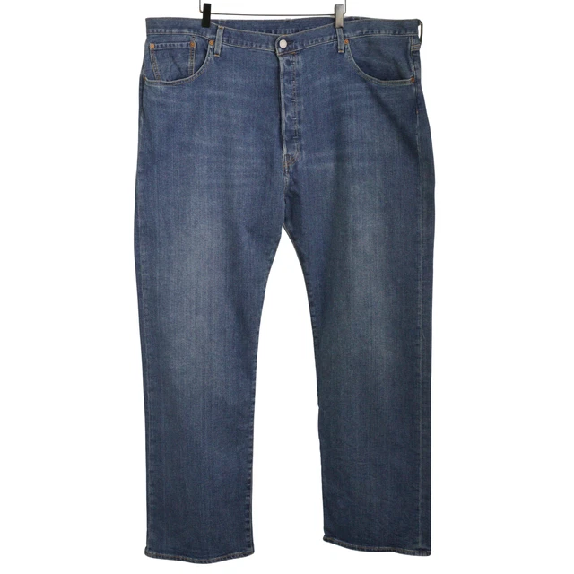Uomo Levi Strauss & Co 501 Jeans Elasticizzati Cotone Blu Misura W46 L33 JJF698