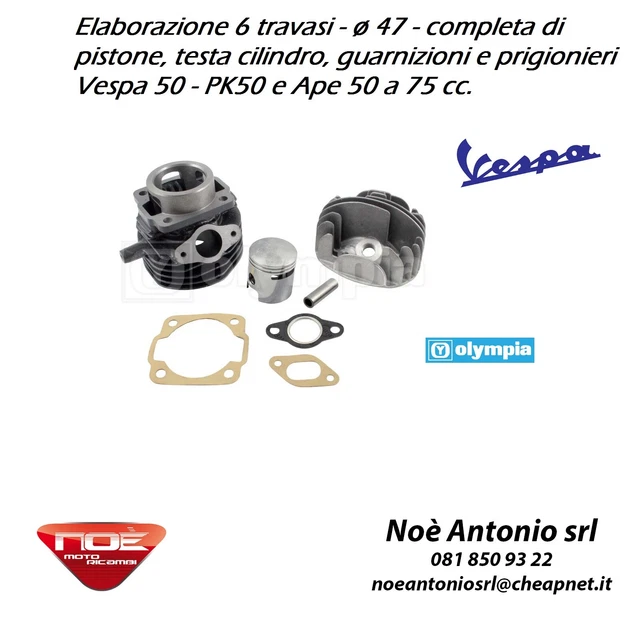 Cilindro 75cc Vespa Kit Gruppo Termico Completo Per Vespa 50 E Ape