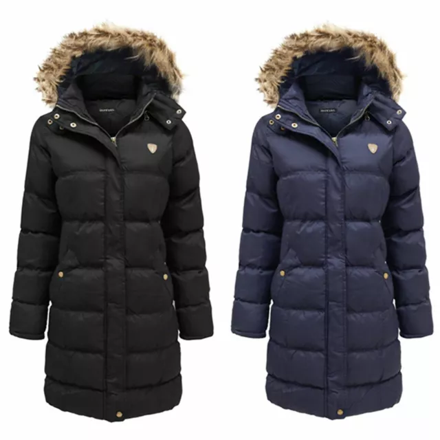 Ladies Puffer Parka Jacket Womens Quilted Padded Hooded Casual Winter Coat Top