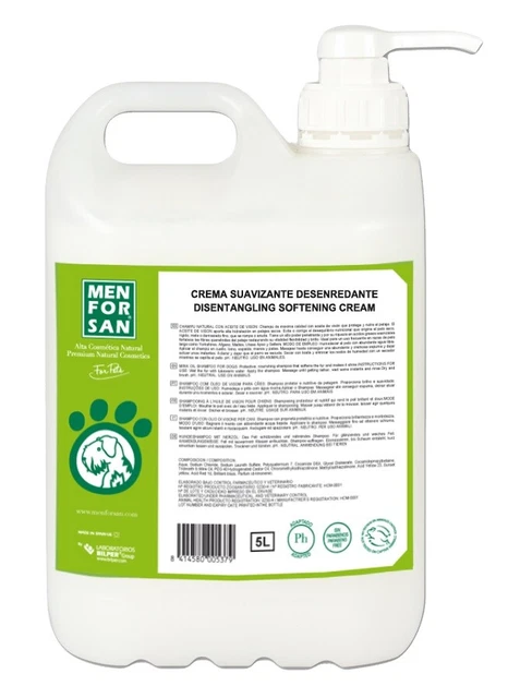 Crema suavizante desenredante MENFORSAN 5 L para perros y gatos especial pelo